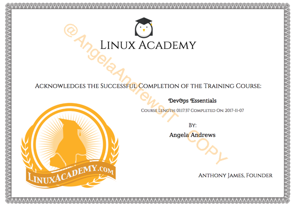 Linux Academy Completion Certificate- DevOps Essentials