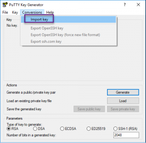 Generate a private key with PuTTY Key Generator