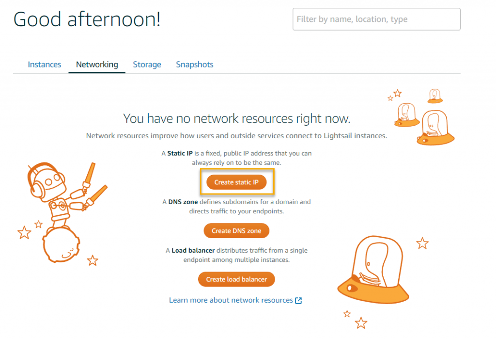 Lightsail Console-Create Static IP