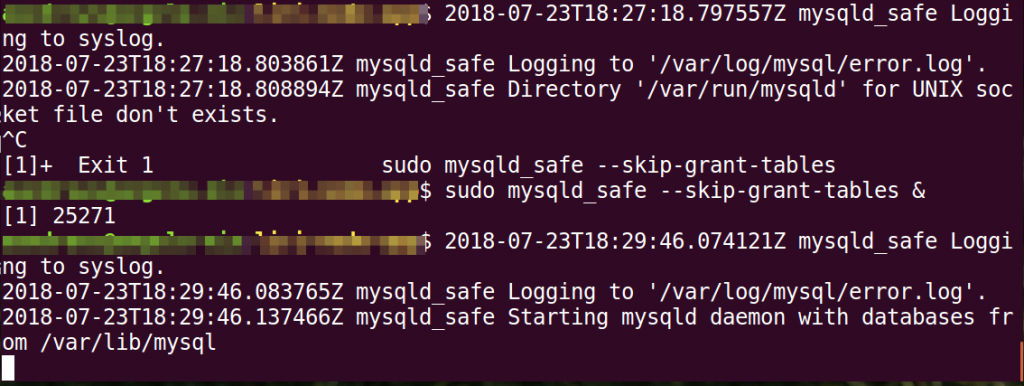 Output from mysqld_safe command